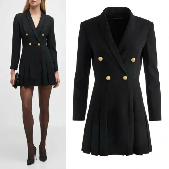 Alice + Olivia Kyrie Tuxedo Dress Black Size 12 - Picture 2 of 11